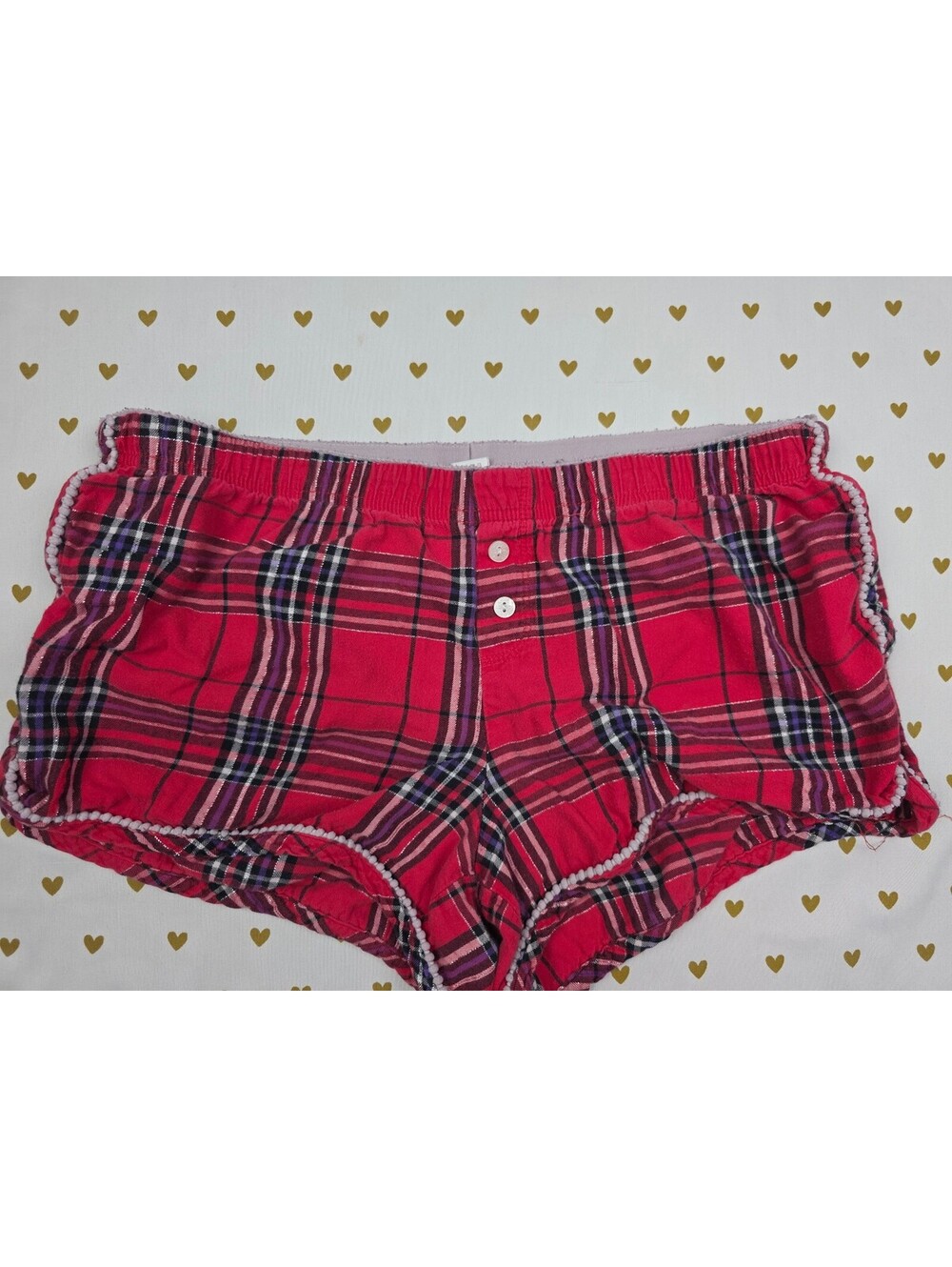 Victorias Secret PINK Plaid Red Medium Cotton Sleep Shorts Boxers Pajama Bottoms